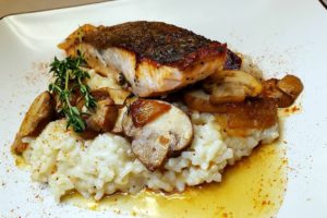 Crispy- Skinned Salmon and Parmesan Risotto – #TBT