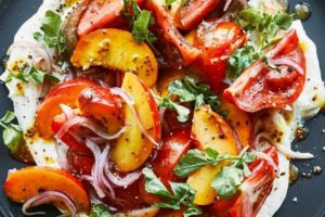Tomato and Peach Salad with Whipped Goat Cheese by Alexa Weibel – #foodiefriday