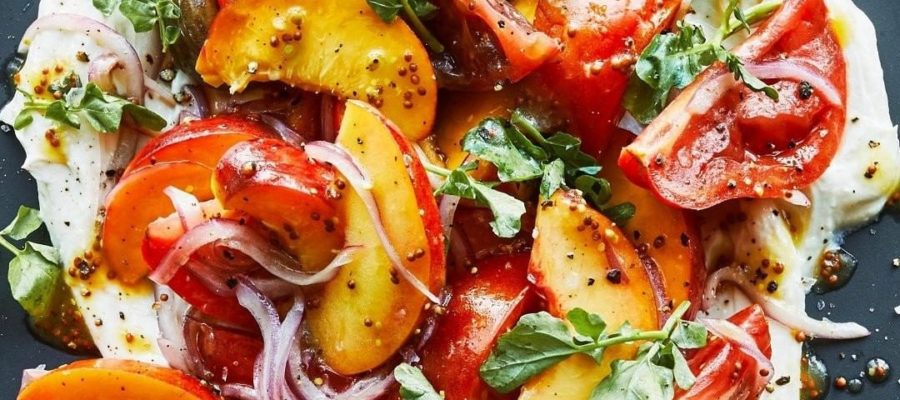 Tomato and Peach Salad with Whipped Goat Cheese by Alexa Weibel – #foodiefriday