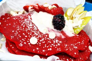 #TBT – White Chocolate Red Velvet Pancakes